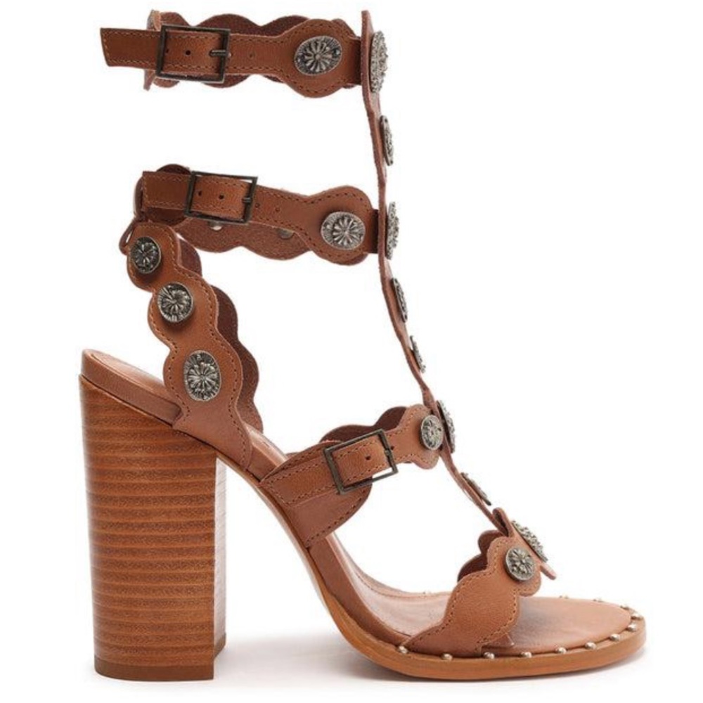 Schutz Summer Sandals Aletta Leather Stacked Heels